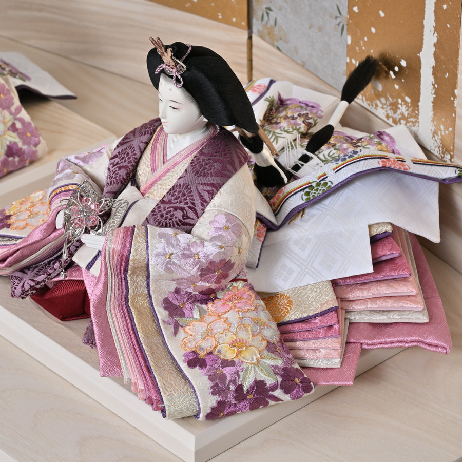 望月龍翠作 紫桜総刺繍 ときわ木目白