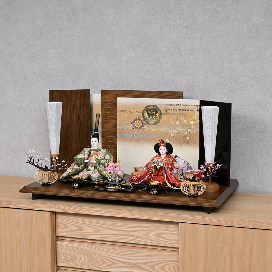 望月龍翠作 緑朱鞠桜刺繍 いろは宝輝